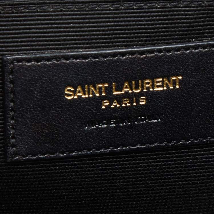 Pre Owned Saint Laurent Burgundy Matelassé Leather Large Monogram Envelope Shoulder Bag