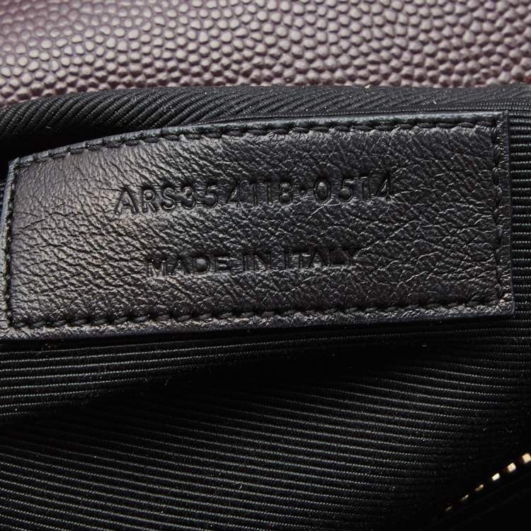 Pre Owned Saint Laurent Burgundy Matelassé Leather Large Monogram Envelope Shoulder Bag