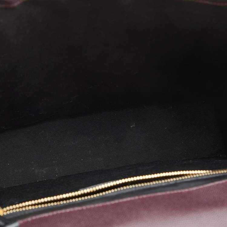 Pre Owned Saint Laurent Burgundy Matelassé Leather Large Monogram Envelope Shoulder Bag