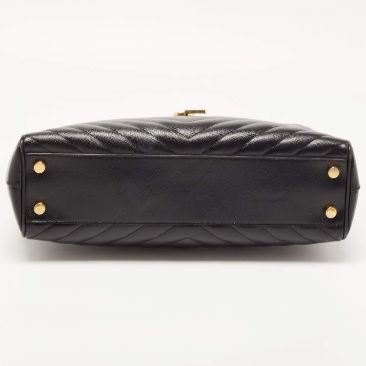 مملوكة مسبقًا Saint Laurent Black Matelasse Leather Cassandre Shopper Tote