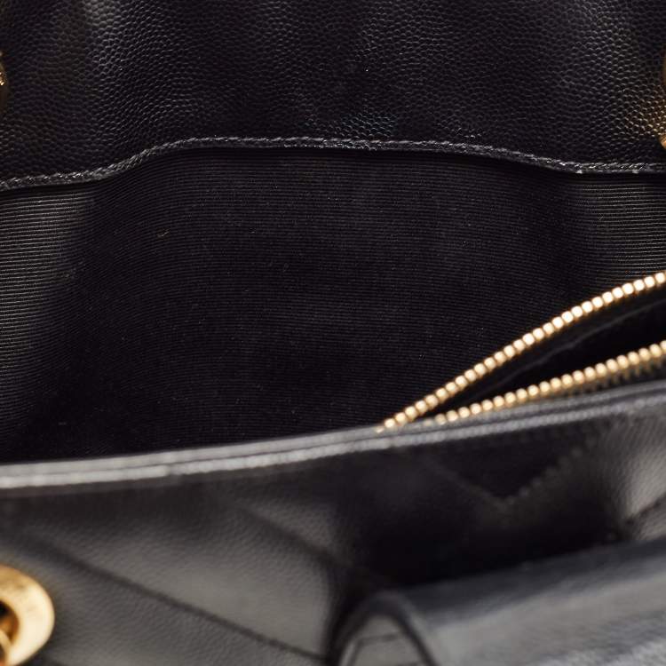 مملوكة مسبقًا Saint Laurent Black Matelasse Leather Cassandre Shopper Tote