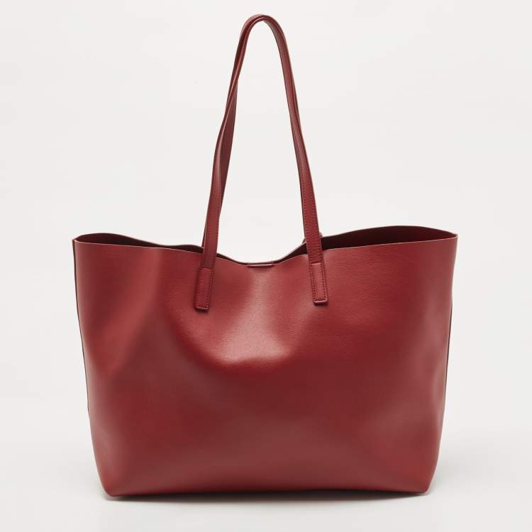 مملوكة مسبقًا Saint Laurent Red Leather E/W Shopper Tote