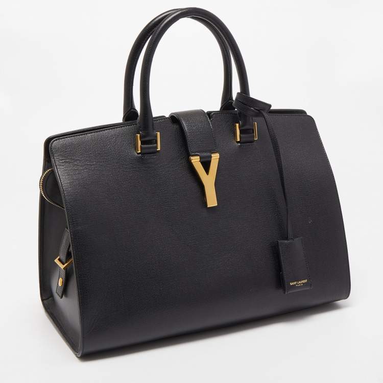 مملوكة مسبقًا Saint Laurent Black Leather Medium Cabas Chyc Tote