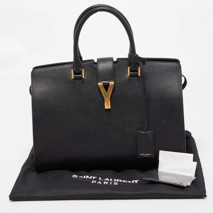 مملوكة مسبقًا Saint Laurent Black Leather Medium Cabas Chyc Tote