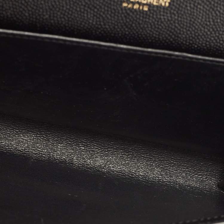 Pre Owned Saint Laurent Black Leather Uptown Wallet on Chain