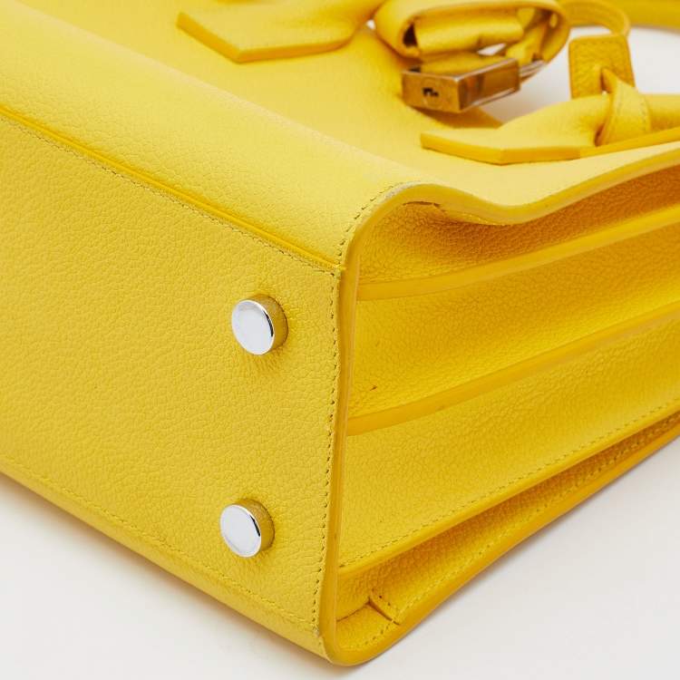 Pre Owned Saint Laurent Yellow Leather Baby Classic Sac De Jour Tote