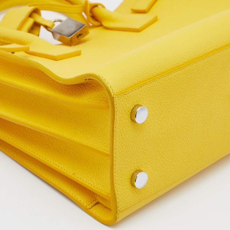 Pre Owned Saint Laurent Yellow Leather Baby Classic Sac De Jour Tote