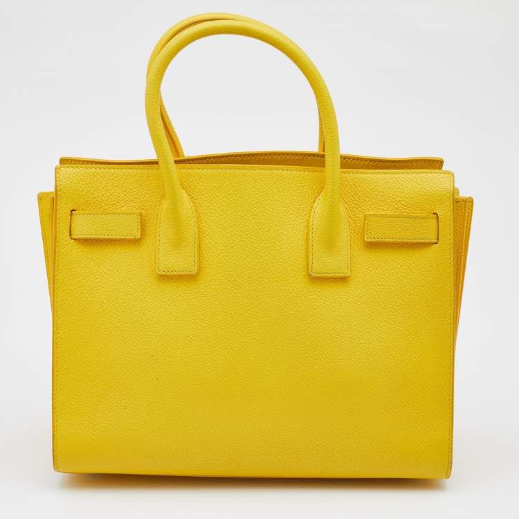 Pre Owned Saint Laurent Yellow Leather Baby Classic Sac De Jour Tote