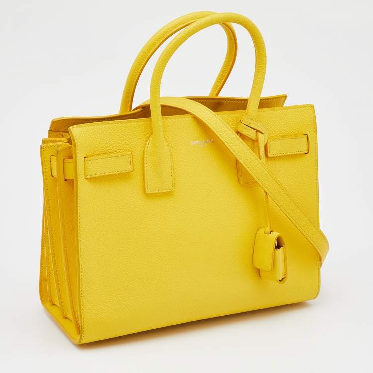 Pre Owned Saint Laurent Yellow Leather Baby Classic Sac De Jour Tote