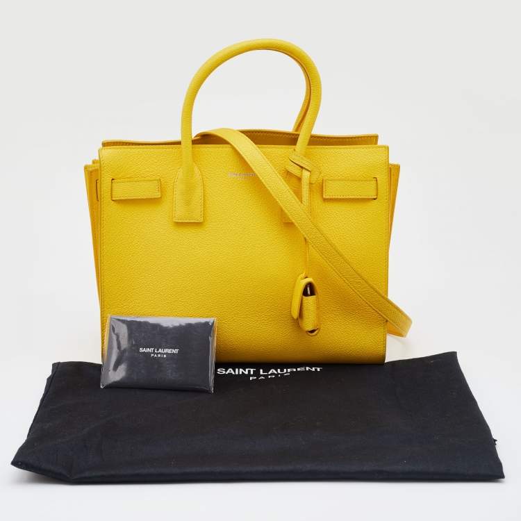 Pre Owned Saint Laurent Yellow Leather Baby Classic Sac De Jour Tote