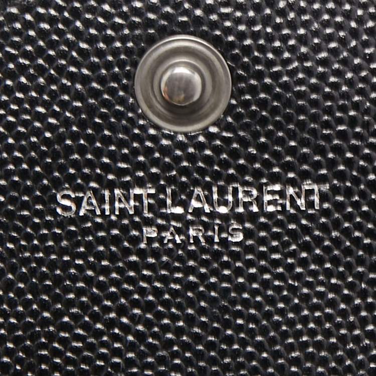 Pre Owned Saint Laurent Black/White Matelassé Leather Cassandre Wallet on Chain