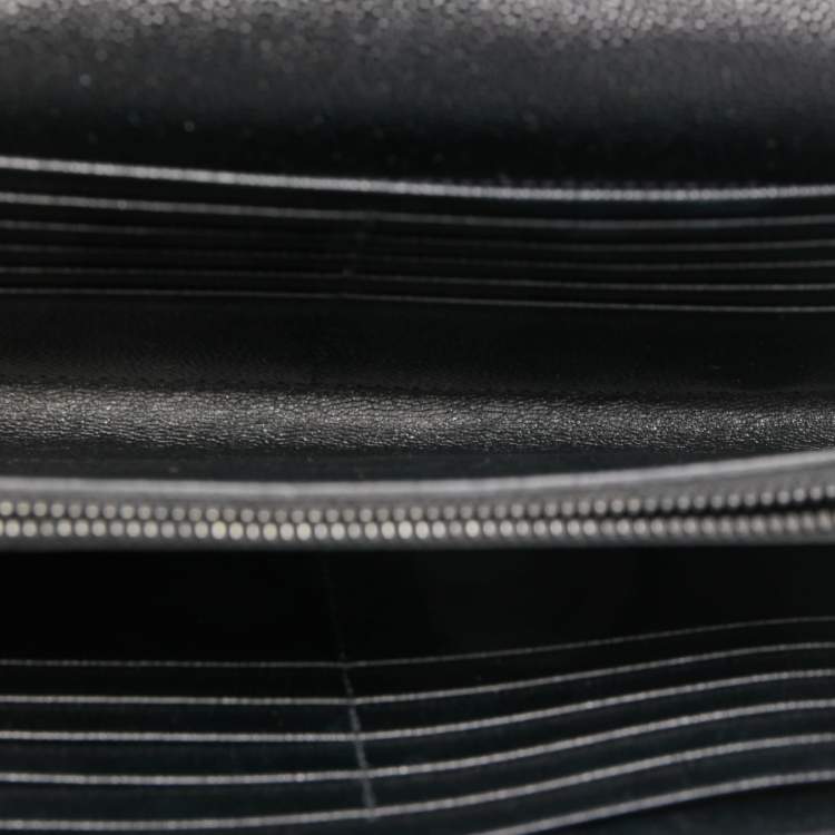 Pre Owned Saint Laurent Black/White Matelassé Leather Cassandre Wallet on Chain