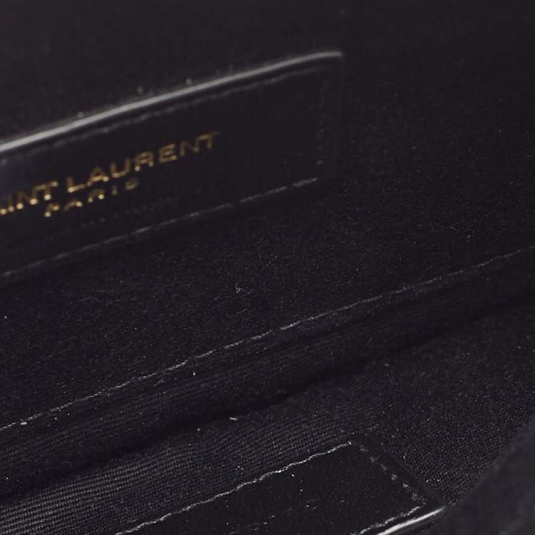 Pre Owned Saint Laurent Black Matelassé Leather Large Cassandre Zip Pouch