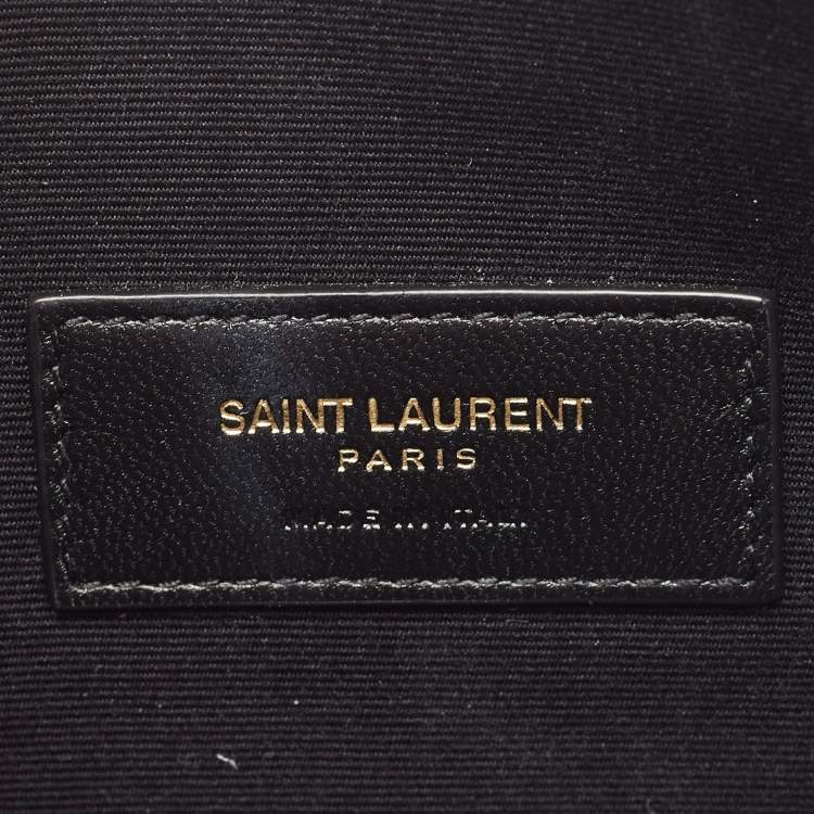 Pre Owned Saint Laurent Black Matelassé Leather Large Cassandre Zip Pouch