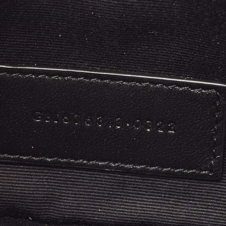 Pre Owned Saint Laurent Black Matelassé Leather Large Cassandre Zip Pouch