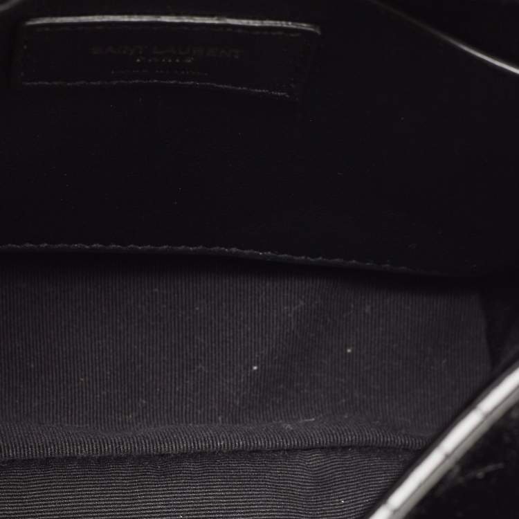 Pre Owned Saint Laurent Black Croc Embossed Patent Leather Baby Niki Chain Shoulder Bag
