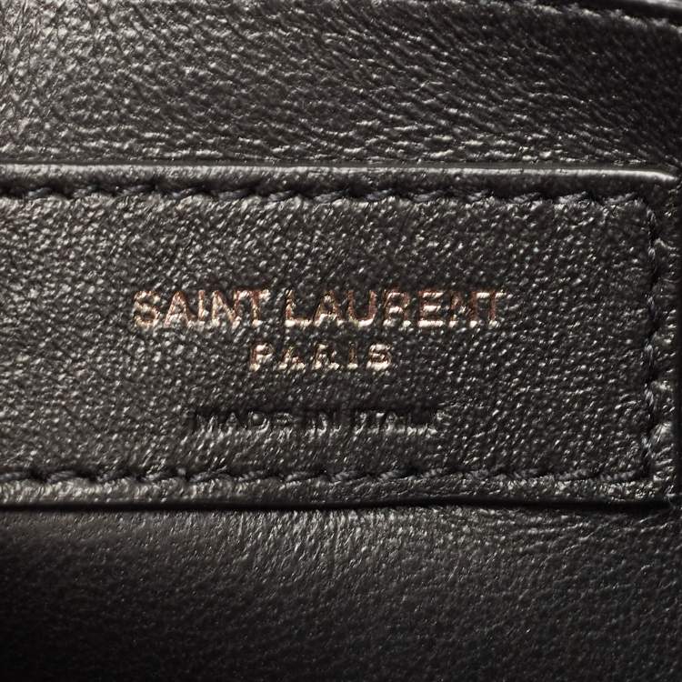 Pre Owned Saint Laurent Black Croc Embossed Patent Leather Baby Niki Chain Shoulder Bag