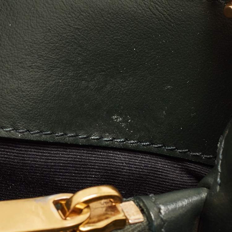 Pre Owned Saint Laurent Dark Green Matelassé Leather Medium LouLou Shoulder Bag