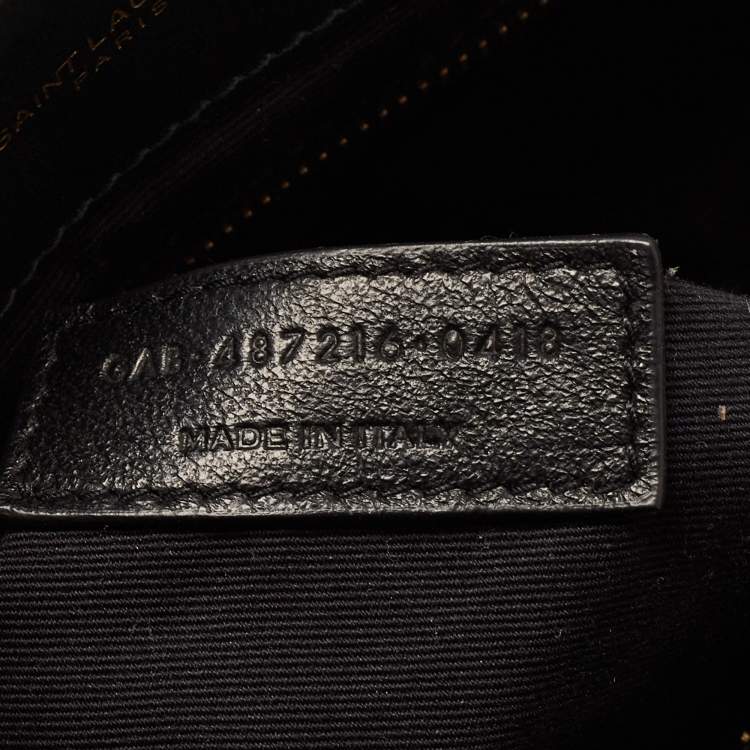 Pre Owned Saint Laurent Dark Green Matelassé Leather Medium LouLou Shoulder Bag