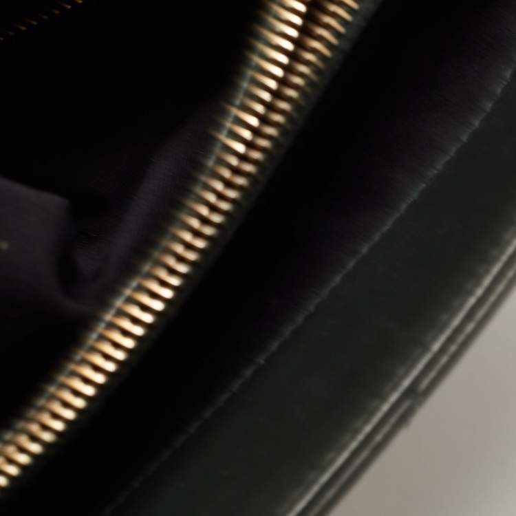 Pre Owned Saint Laurent Dark Green Matelassé Leather Medium LouLou Shoulder Bag