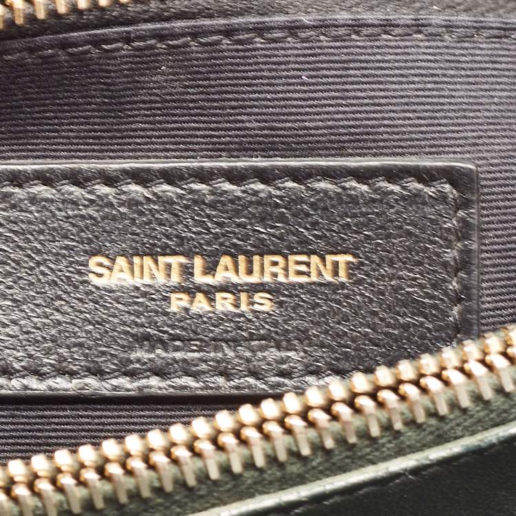 Pre Owned Saint Laurent Dark Green Matelassé Leather Medium LouLou Shoulder Bag