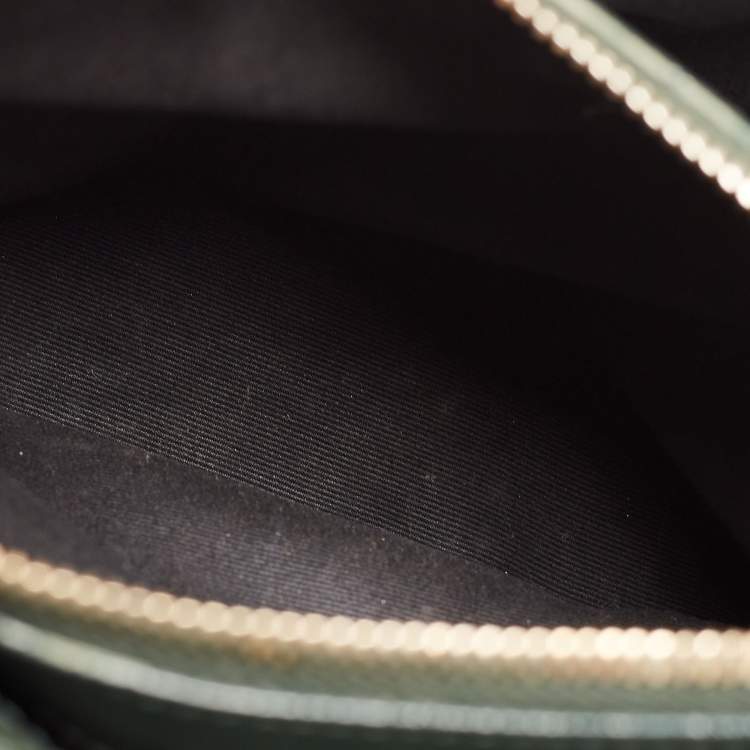 Pre Owned Saint Laurent Dark Green Matelassé Leather Medium LouLou Shoulder Bag