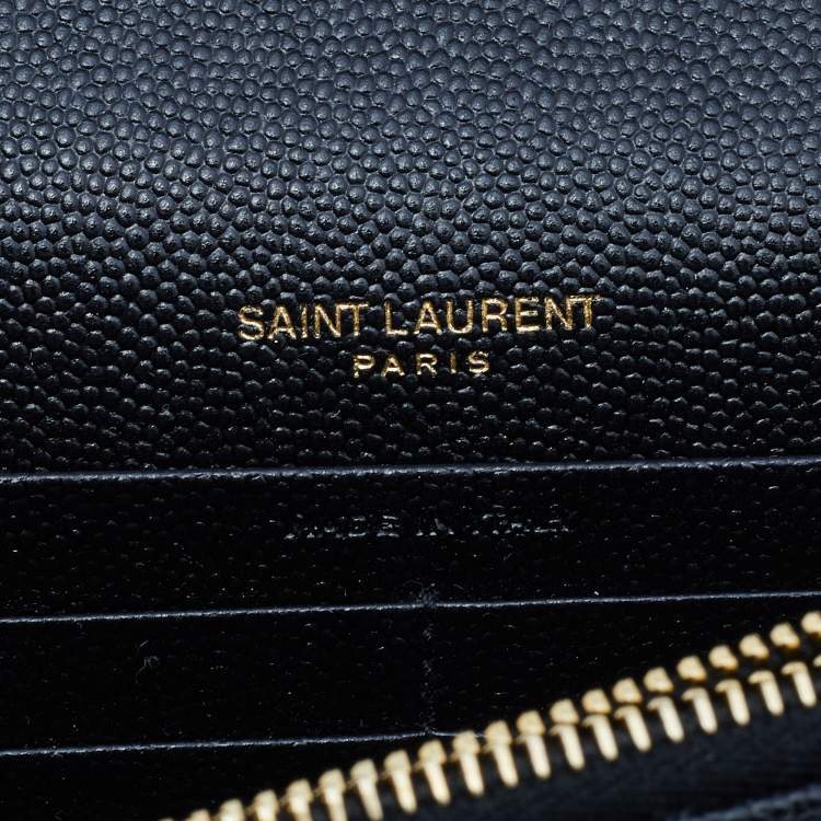 Pre Owned Saint Laurent Black Leather Uptown Wallet on Chain