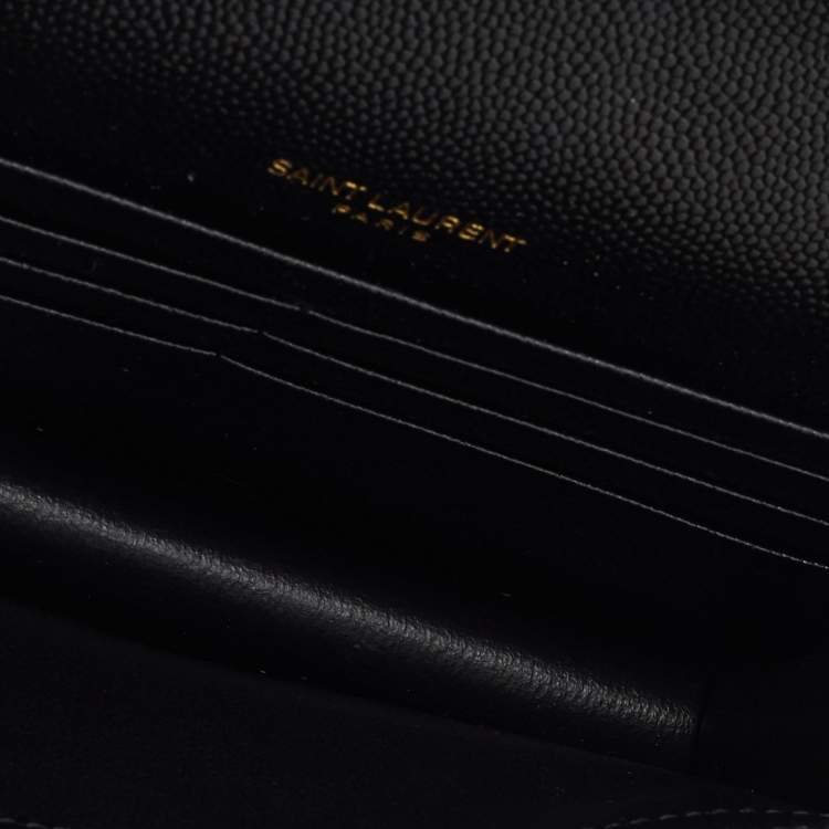 Pre Owned Saint Laurent Black Leather Uptown Wallet on Chain