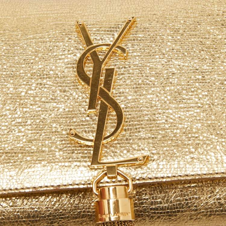 مملوكة مسبقًا Saint Laurent Gold Leather Small Kate Tassel Crossbody Bag