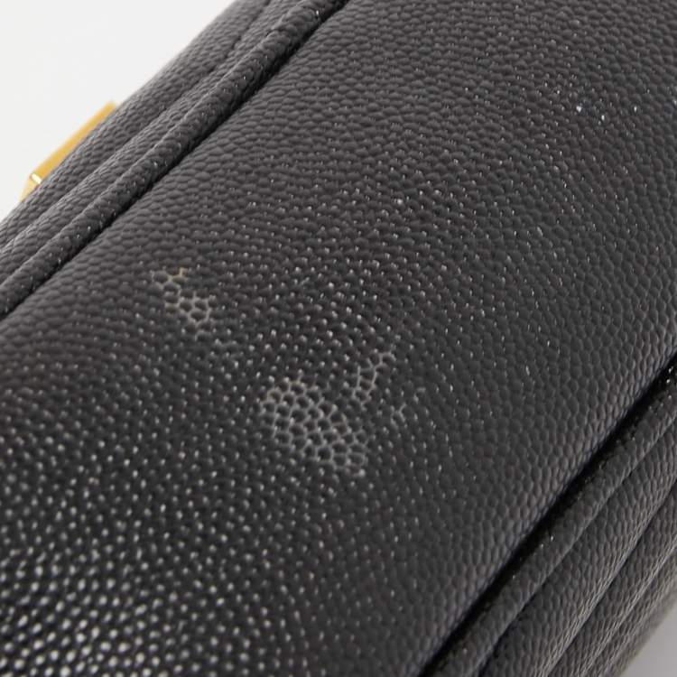 Pre Owned Saint Laurent Black Matelassé Leather Mini Lou Shoulder Bag