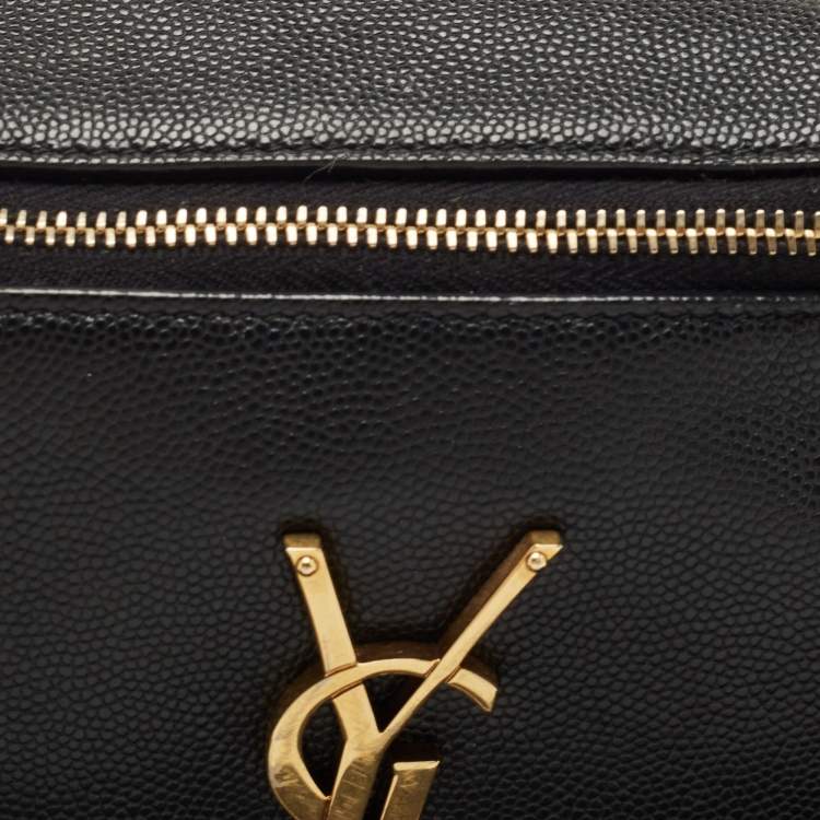 Pre Owned Saint Laurent Black Leather Monogram Belt Bag