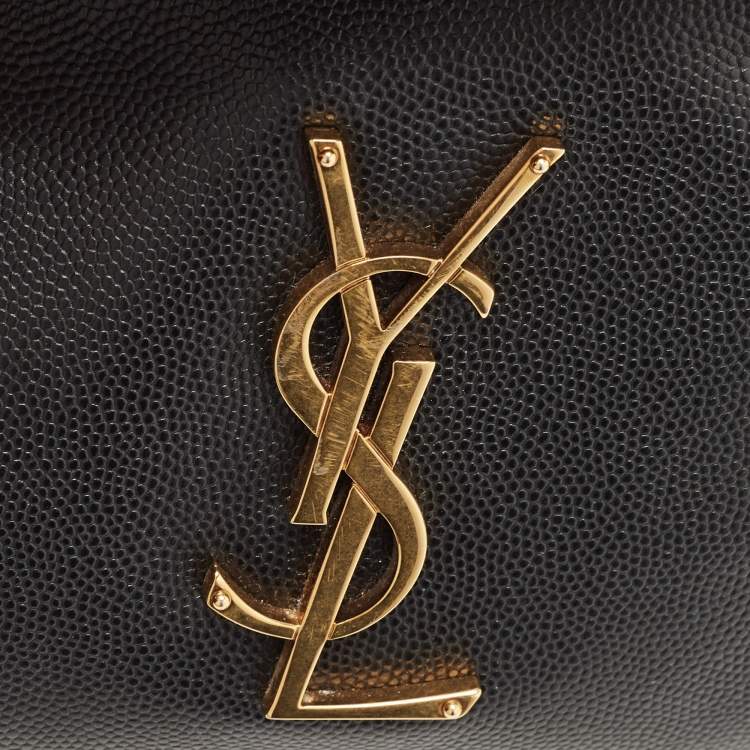 Pre Owned Saint Laurent Black Leather Monogram Belt Bag