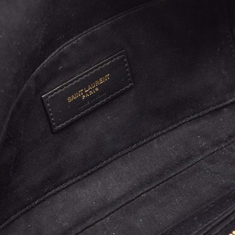 Pre Owned Saint Laurent Black Leather Monogram Belt Bag