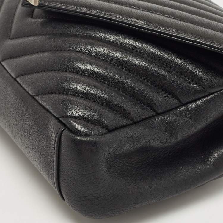 Pre Owned Saint Laurent Black Matelasse Leather Medium College Top Handle Bag