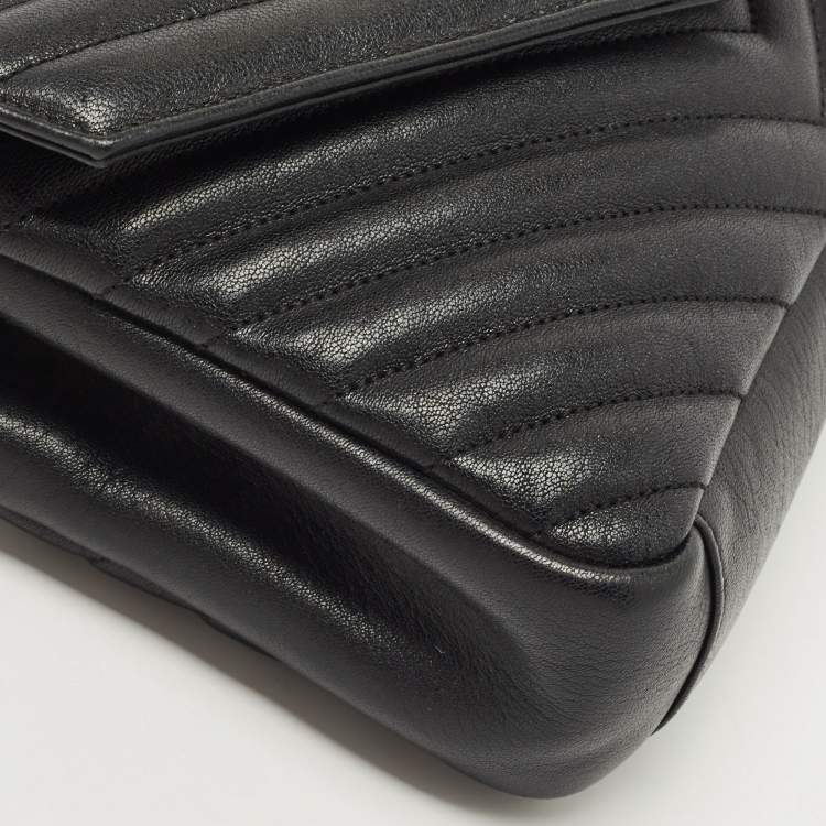 Pre Owned Saint Laurent Black Matelasse Leather Medium College Top Handle Bag