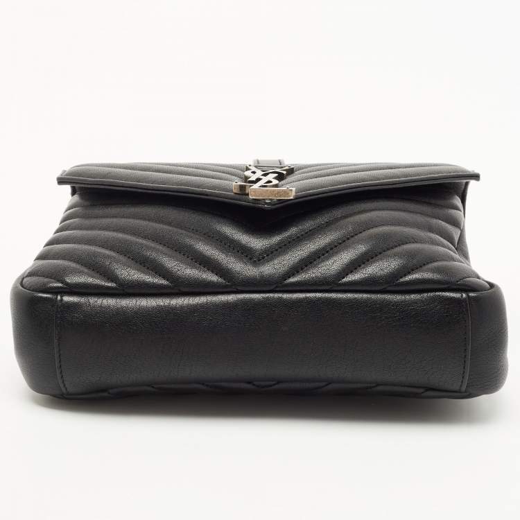 Pre Owned Saint Laurent Black Matelasse Leather Medium College Top Handle Bag