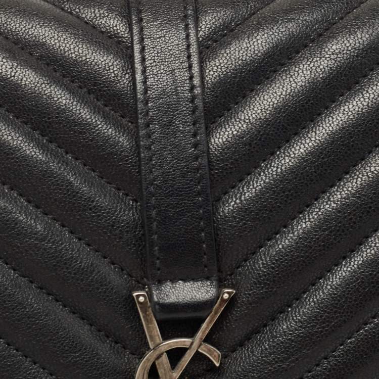 Pre Owned Saint Laurent Black Matelasse Leather Medium College Top Handle Bag