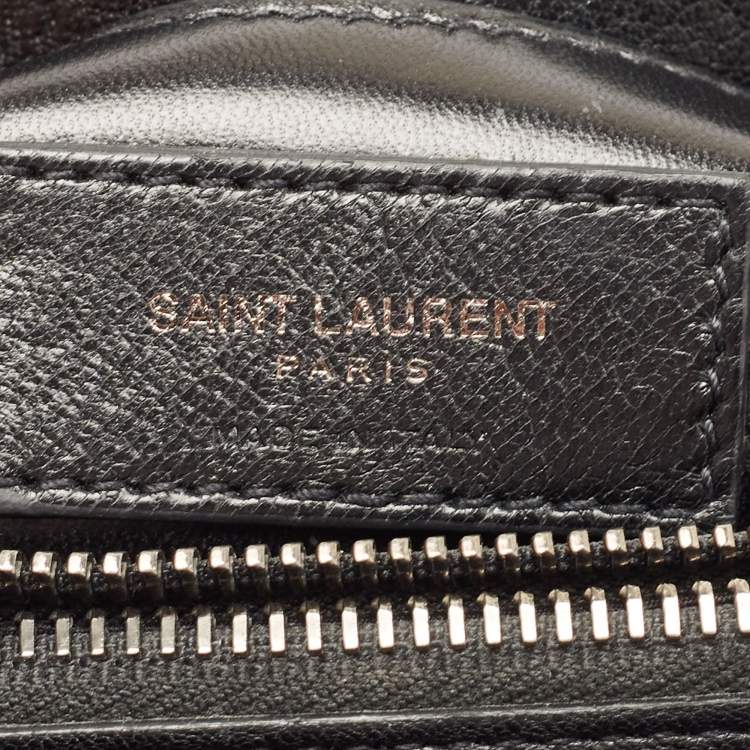 Pre Owned Saint Laurent Black Matelasse Leather Medium College Top Handle Bag