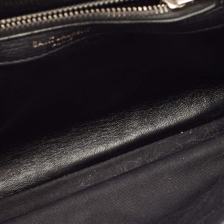 Pre Owned Saint Laurent Black Matelasse Leather Medium College Top Handle Bag