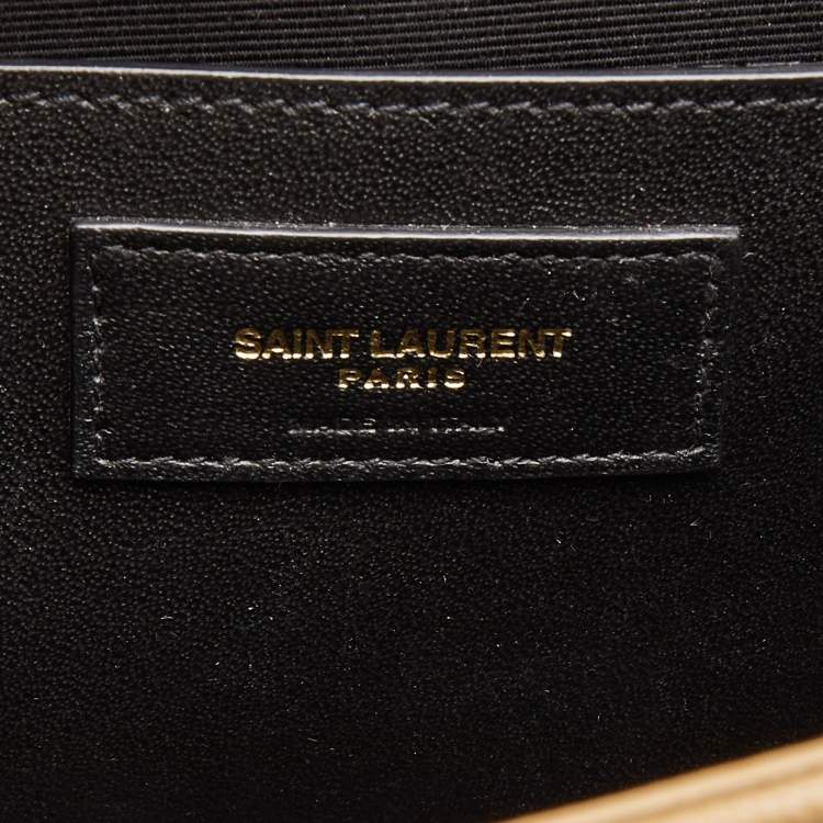 Pre Owned Saint Laurent Tan Mix Matelasse Leather Medium Envelope Chain Bag