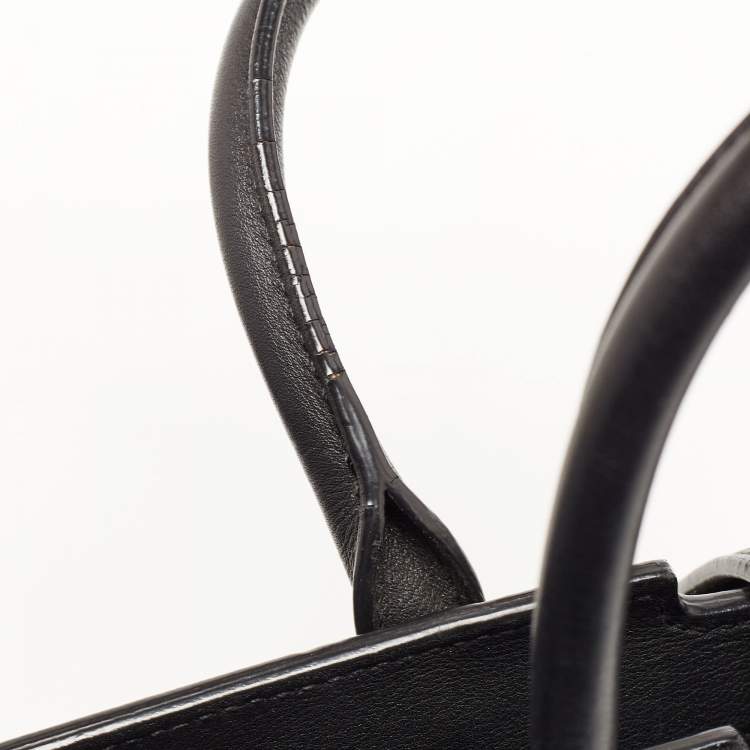 Pre Owned Saint Laurent Black  Croc Embossed Leather Baby Downtown Cabas Tote
