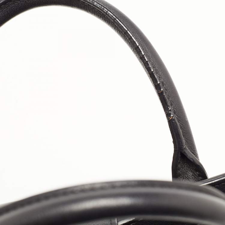 Pre Owned Saint Laurent Black  Croc Embossed Leather Baby Downtown Cabas Tote