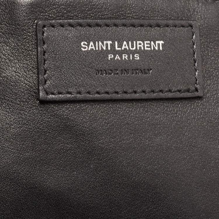 Pre Owned Saint Laurent Black  Croc Embossed Leather Baby Downtown Cabas Tote