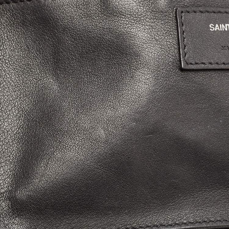 Pre Owned Saint Laurent Black  Croc Embossed Leather Baby Downtown Cabas Tote