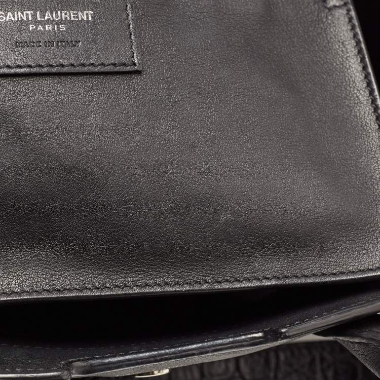 Pre Owned Saint Laurent Black  Croc Embossed Leather Baby Downtown Cabas Tote