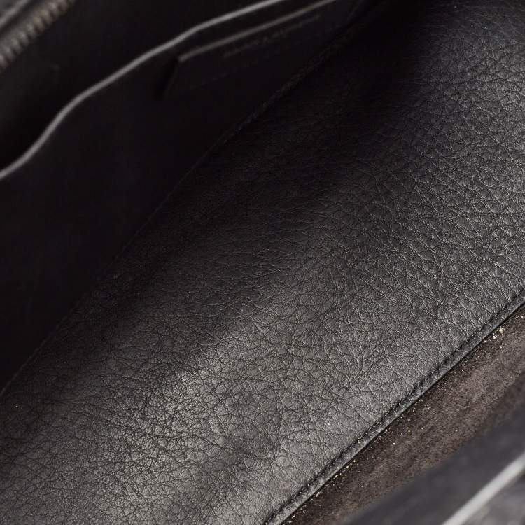 Pre Owned Saint Laurent Black  Croc Embossed Leather Baby Downtown Cabas Tote