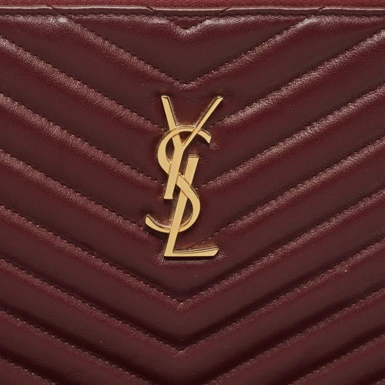 مملوكة مسبقًا Saint Laurent Burgundy Matelassé Leather Cassandre Tablet Pouch
