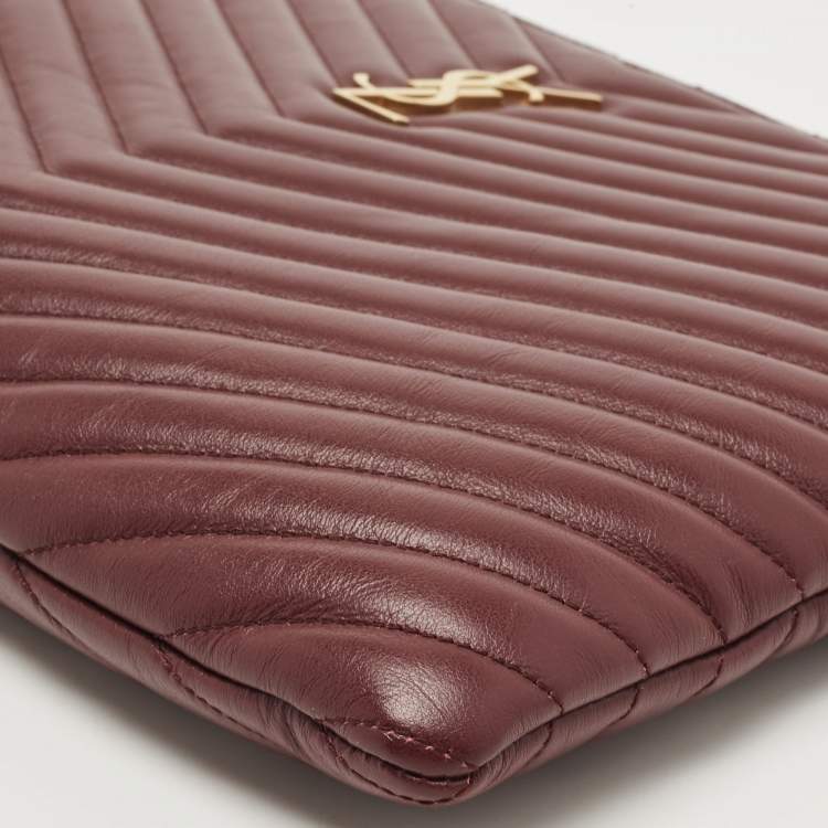 مملوكة مسبقًا Saint Laurent Burgundy Matelassé Leather Cassandre Tablet Pouch