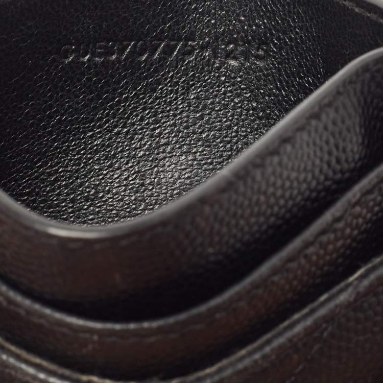 Pre Owned Saint Laurent Black Chevron Leather Monogram Card Holder