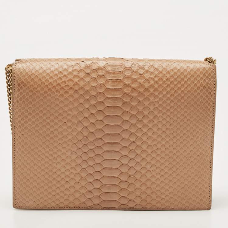 Pre Owned Saint Laurent Beige Python Medium Cassandra Chain Bag